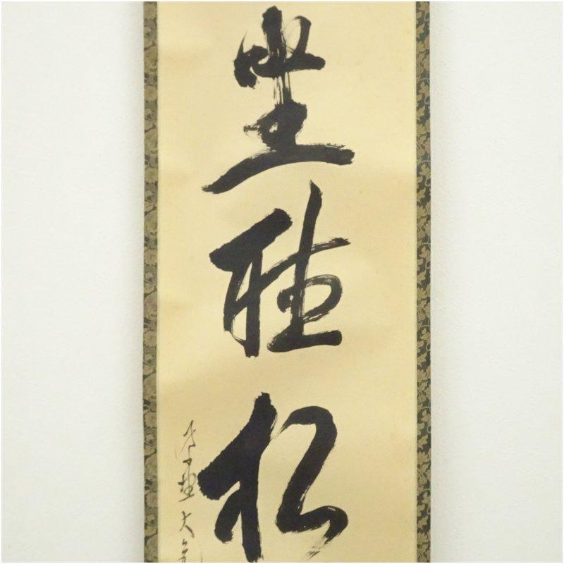 大徳寺　立花大亀筆　「閑坐聴松風」一行書　肉筆紙本掛軸_3