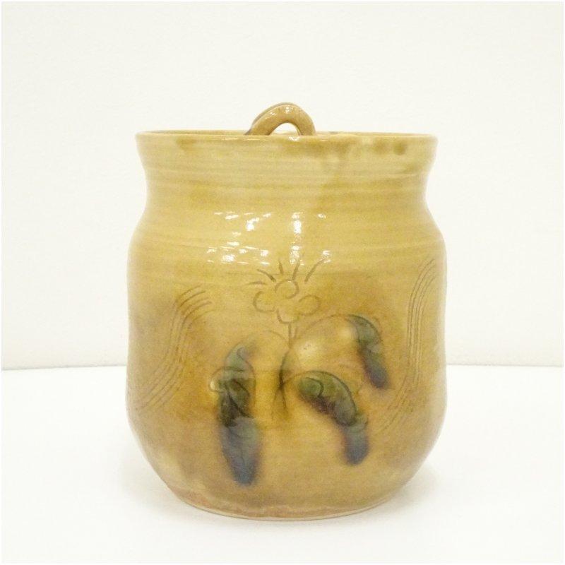 茶道具 鳴海瀬戸水指(K-XA946) 小倉圓平造 黄瀬戸水指（共箱） : 茶道具と掛軸のショップつなぐ