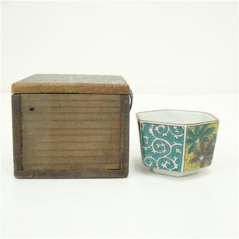 九谷焼 角福印 色絵六角小鉢（保護箱） : 茶道具と掛軸のショップ