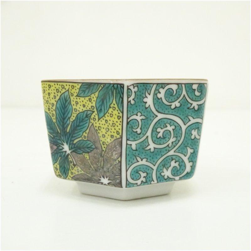 九谷焼 角福印 色絵六角小鉢（保護箱） : 茶道具と掛軸のショップ