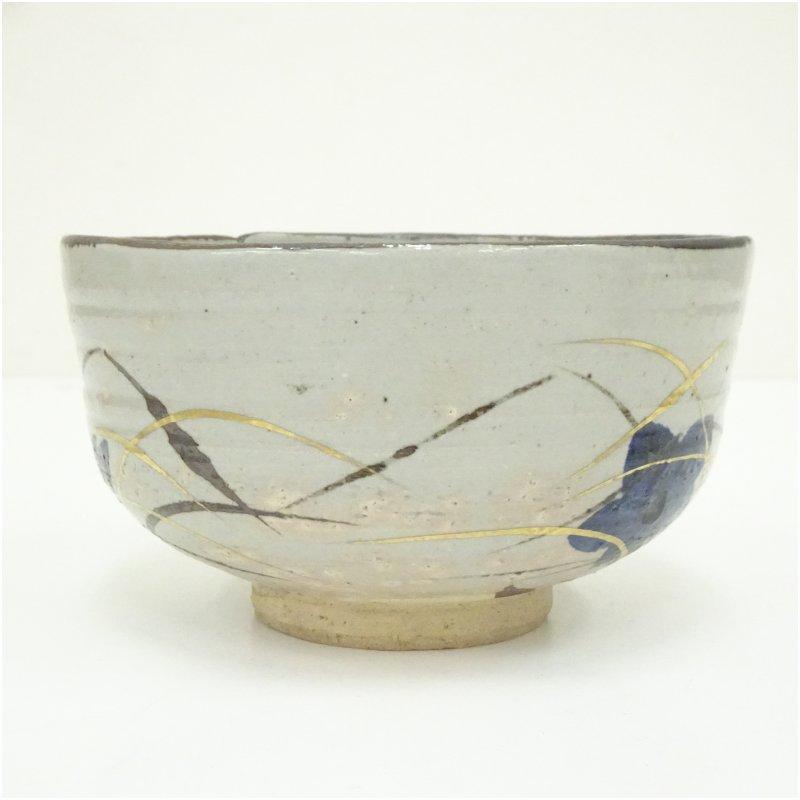 Ｔ４０９　茶碗　『蛇の目傘』『萬古窯　加賀瑞山 造』　共箱　抹茶碗　茶道具 T409 茶碗 『蛇の目傘』『萬古窯 加賀瑞山 造』 共箱 抹茶碗 工芸品