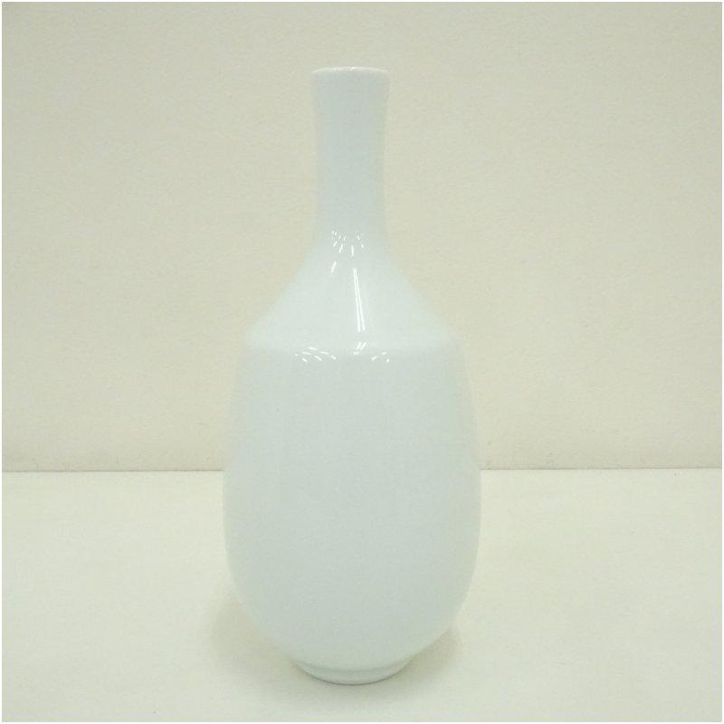 人間国宝 井上萬二造 白磁竹彫文小花瓶（共箱） : 茶道具と掛軸