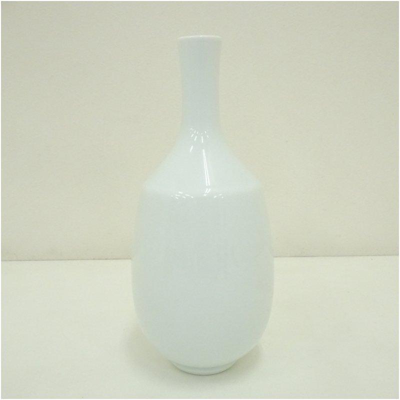 人間国宝 井上萬二造 白磁竹彫文小花瓶（共箱） : 茶道具と掛軸