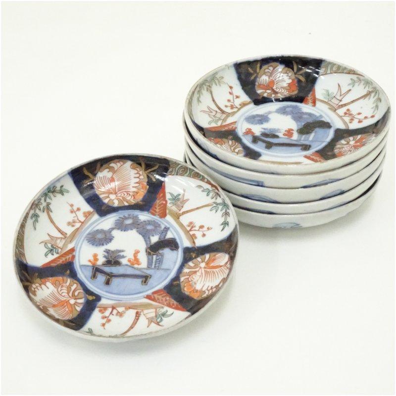 伊万里焼 錦手なます皿6客 時代 古伊万里 錦手 色絵 な