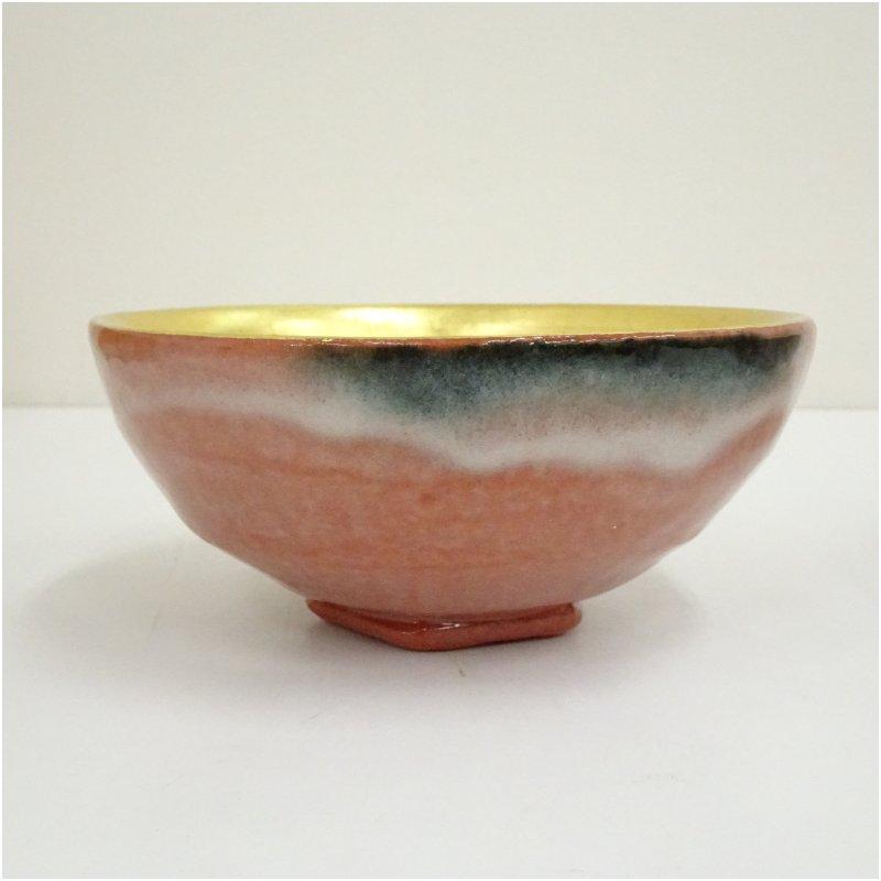一楽造 赤楽嶋台茶碗（共箱）