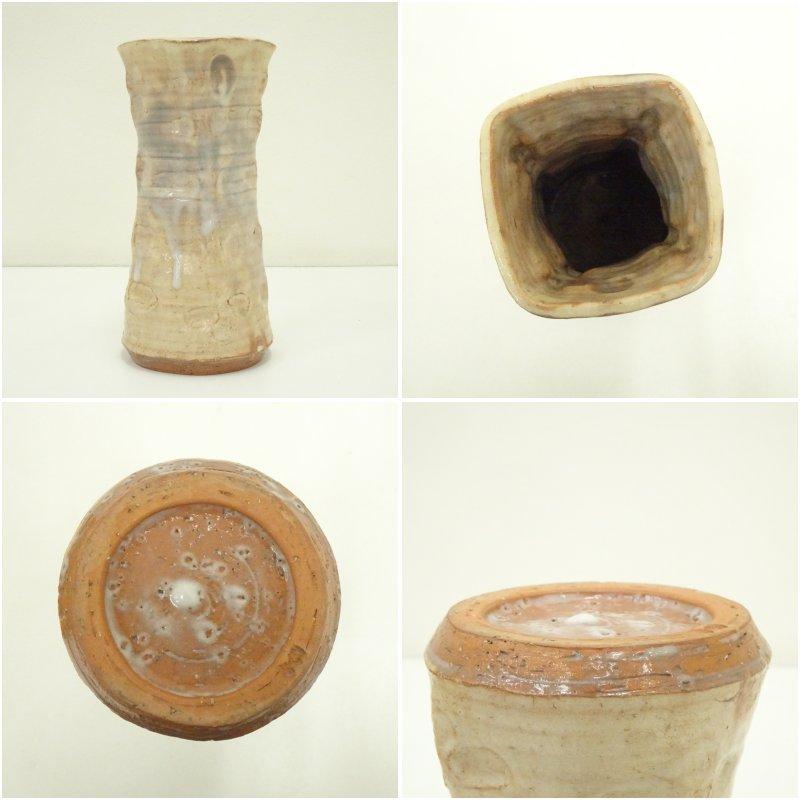 美品　陶芸　萩焼　大和萬山窯　花瓶　焼物　共箱付き　陶器　フラワーベース　優しい 萩焼 大和萬山造 花瓶（共箱） : 茶道具と掛軸のショップつなぐ - 通販