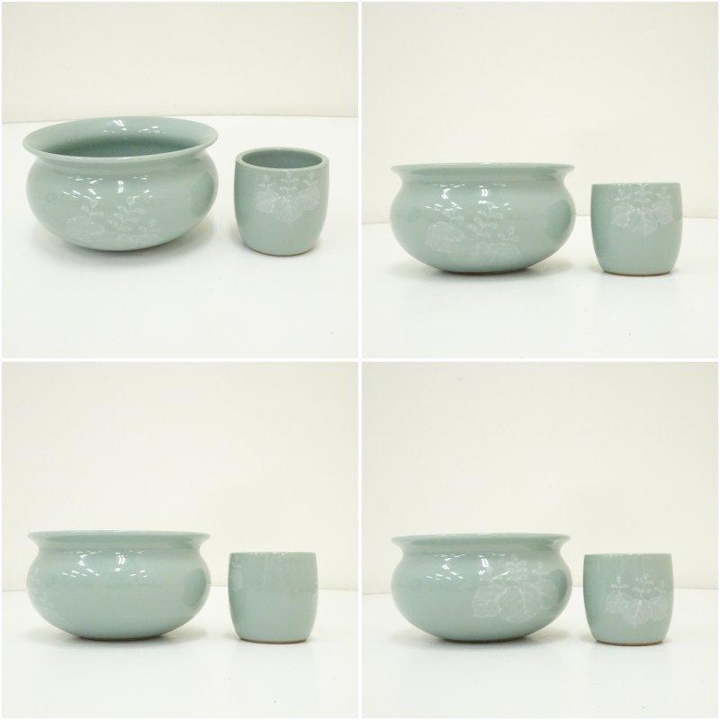京焼 富田静山造 青磁白盛皆具（共箱） : 茶道具と掛軸のショップ
