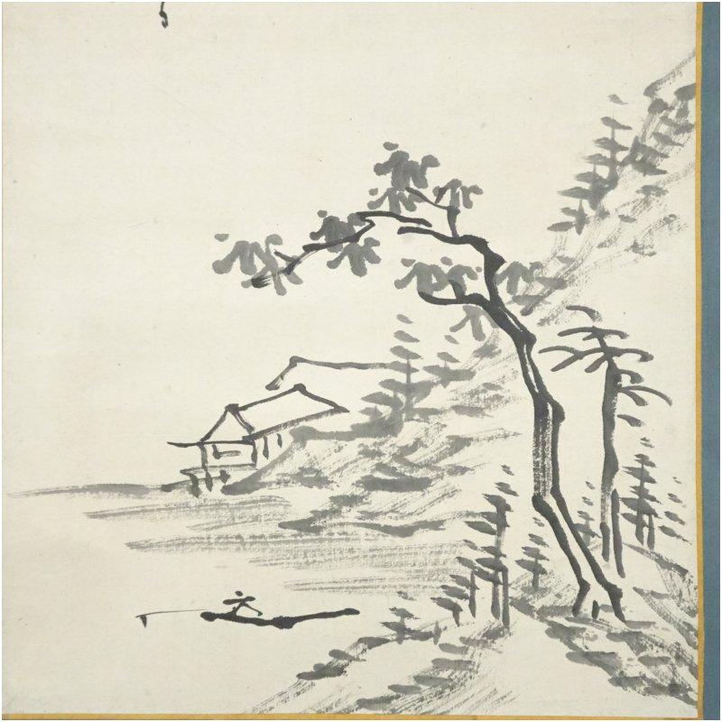 江戸後期 徐雨亭筆 山水・平野五岳筆 水仙 肉筆紙本掛軸 【公式通販】