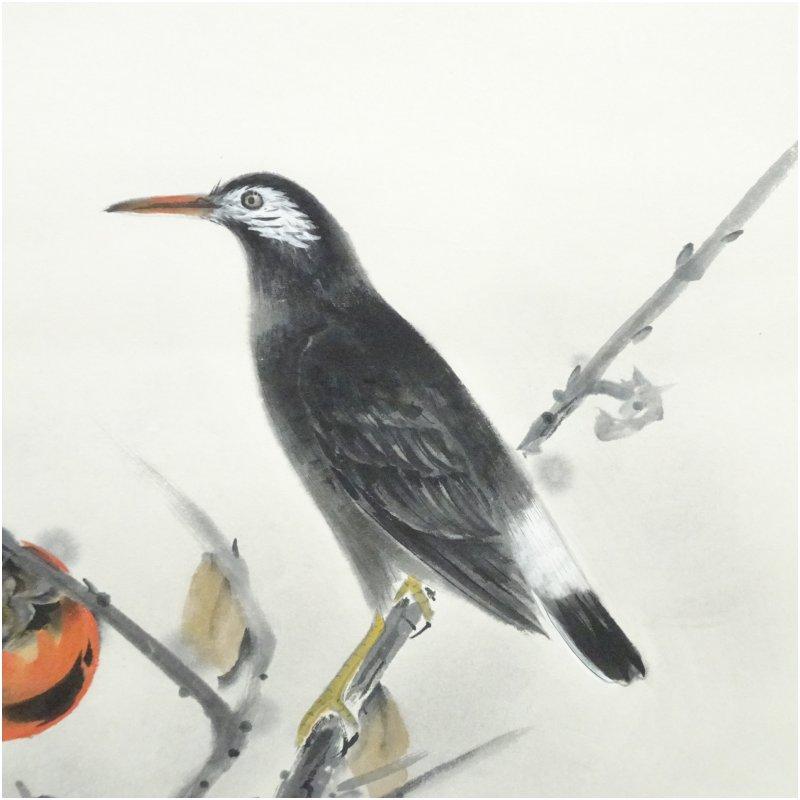 田中案山子筆　晩秋　花鳥図　肉筆紙本掛軸（共箱）_2
