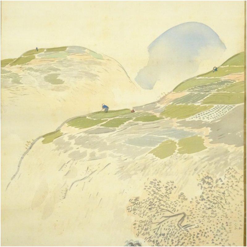 土田麦僊筆 風景 肉筆絹本掛軸（保護箱） : 茶道具と掛軸のショップ