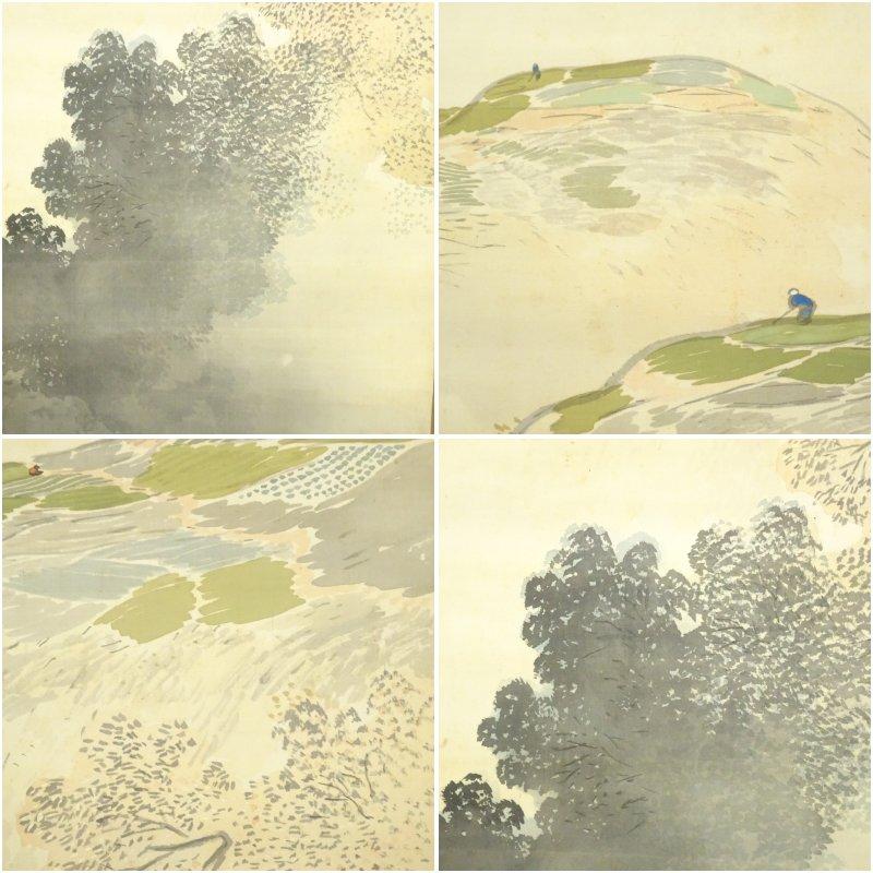 土田麦僊筆 風景 肉筆絹本掛軸（保護箱） : 茶道具と掛軸のショップ
