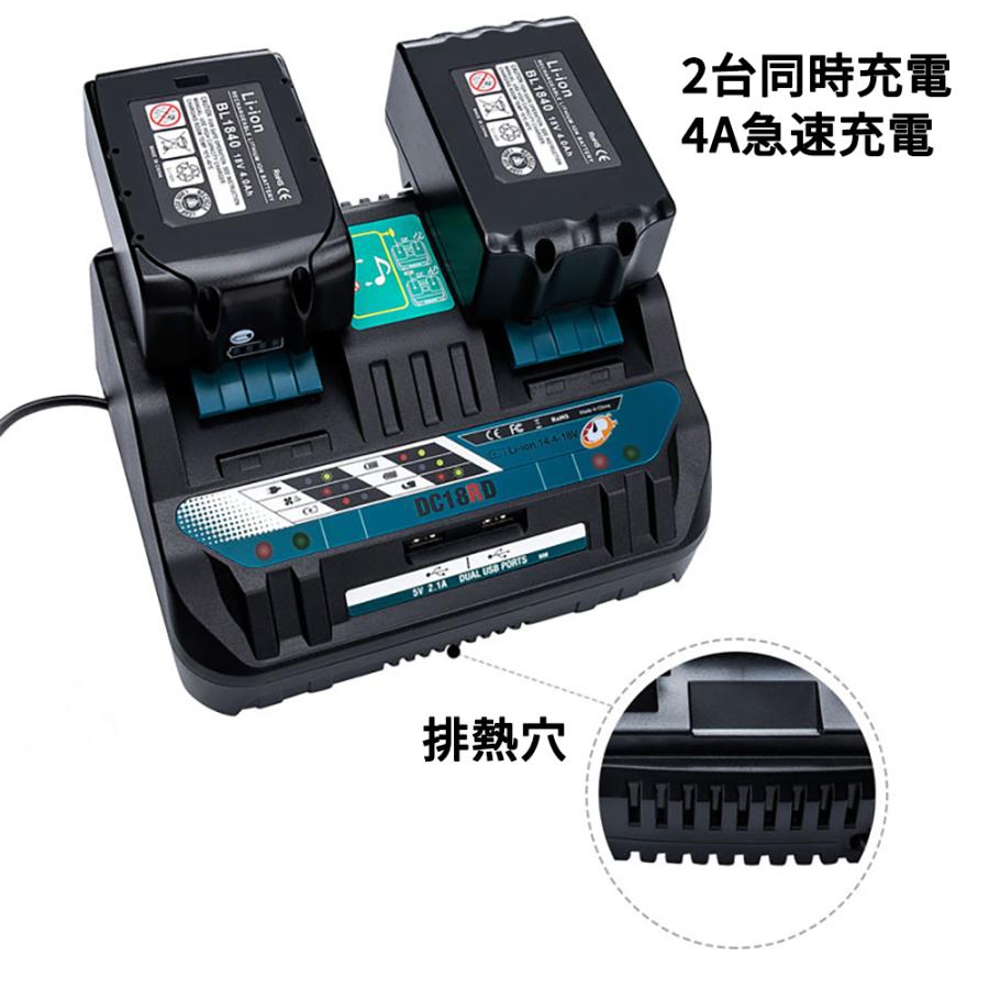人気ブランド新作豊富 マキタ 2口急速充電器 ダブルusbポート搭載 スマホ充電対応 4a大電流 Makita 14 4v 18vバッテリー急速充電 簡単操作 充電完了メロディ付き 充電状態一目瞭然 Whitesforracialequity Org
