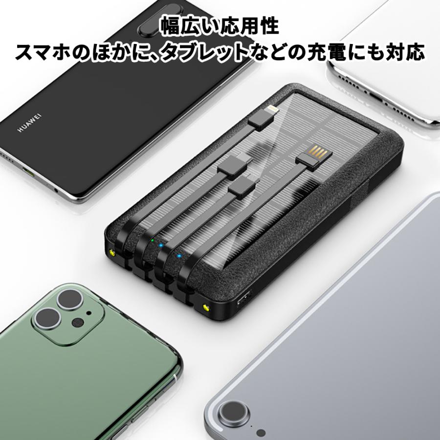 モバイルバッテリー ソーラー 4種充電ケーブル内蔵 ソーラーチャージャー 20000mAh｜netkey-store｜12