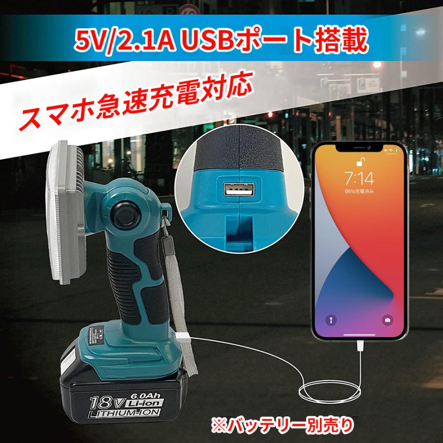 充電式ワークライト 懐中電灯 高輝度 マキタ 14.4v/18vバッテリ対応 ledmutiank.jpg