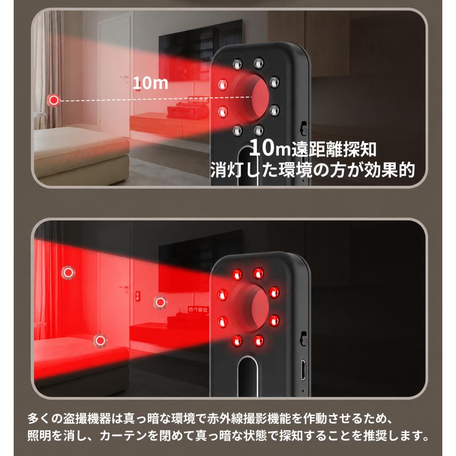 小型盗撮カメラ探知器 隠しカメラ発見器 盗撮検知器 盗撮対策グッズ 多機能 LEDライト＆補助赤フラッシュライト搭載 日本語取説付き |  | 08