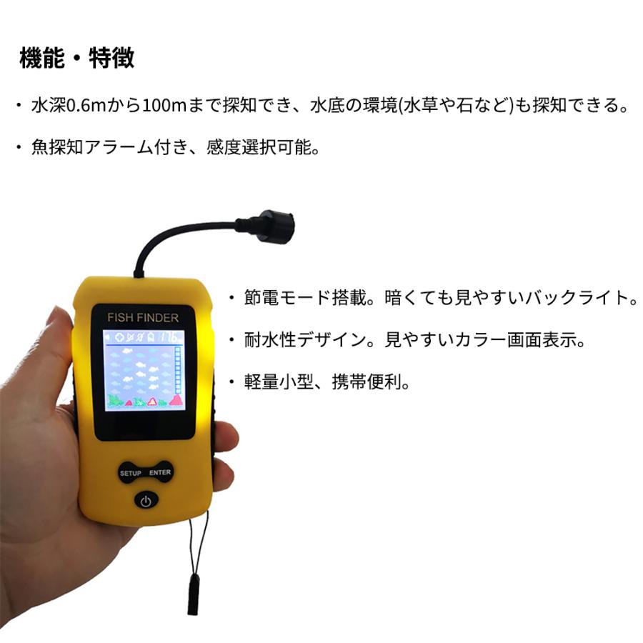 ポータブル 魚群探知機 カラー液晶画面 超音波式 携帯型魚探