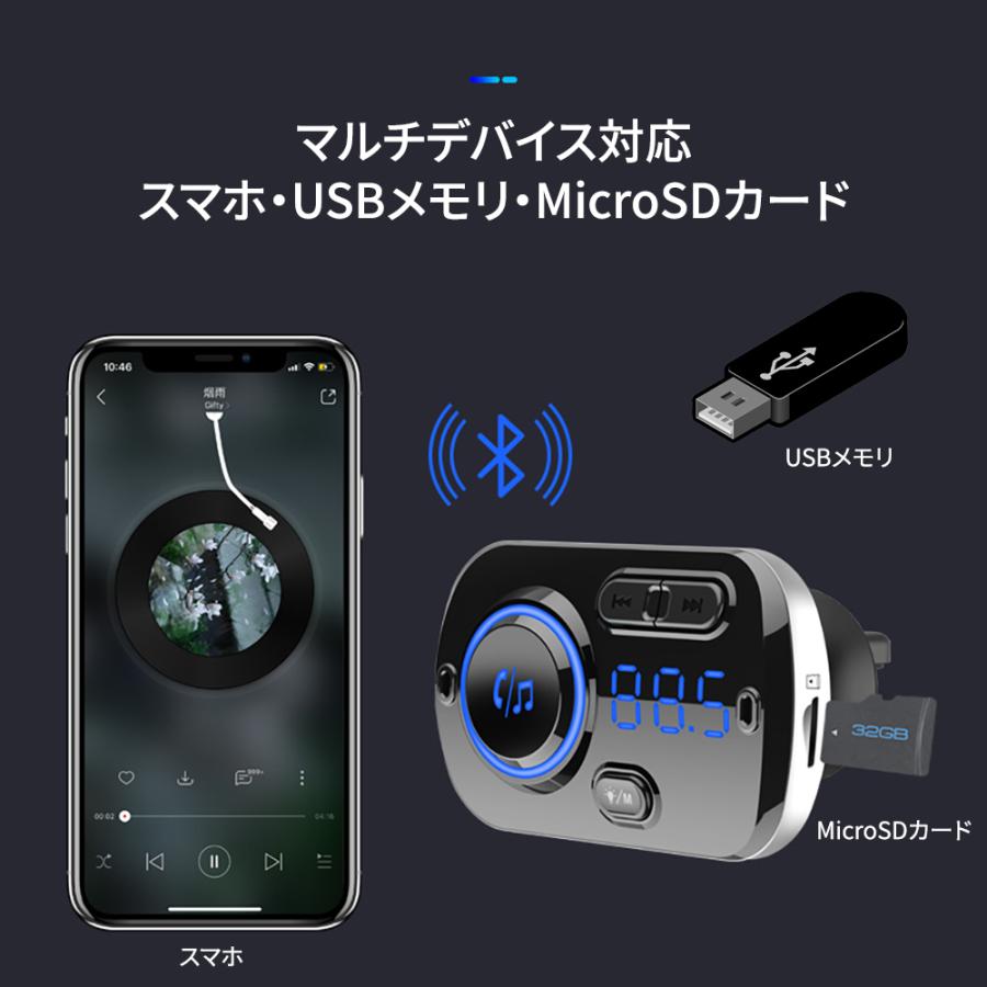 FMトランスミッター bluetooth 高音質音楽再生 車バッテリー電圧の自動
