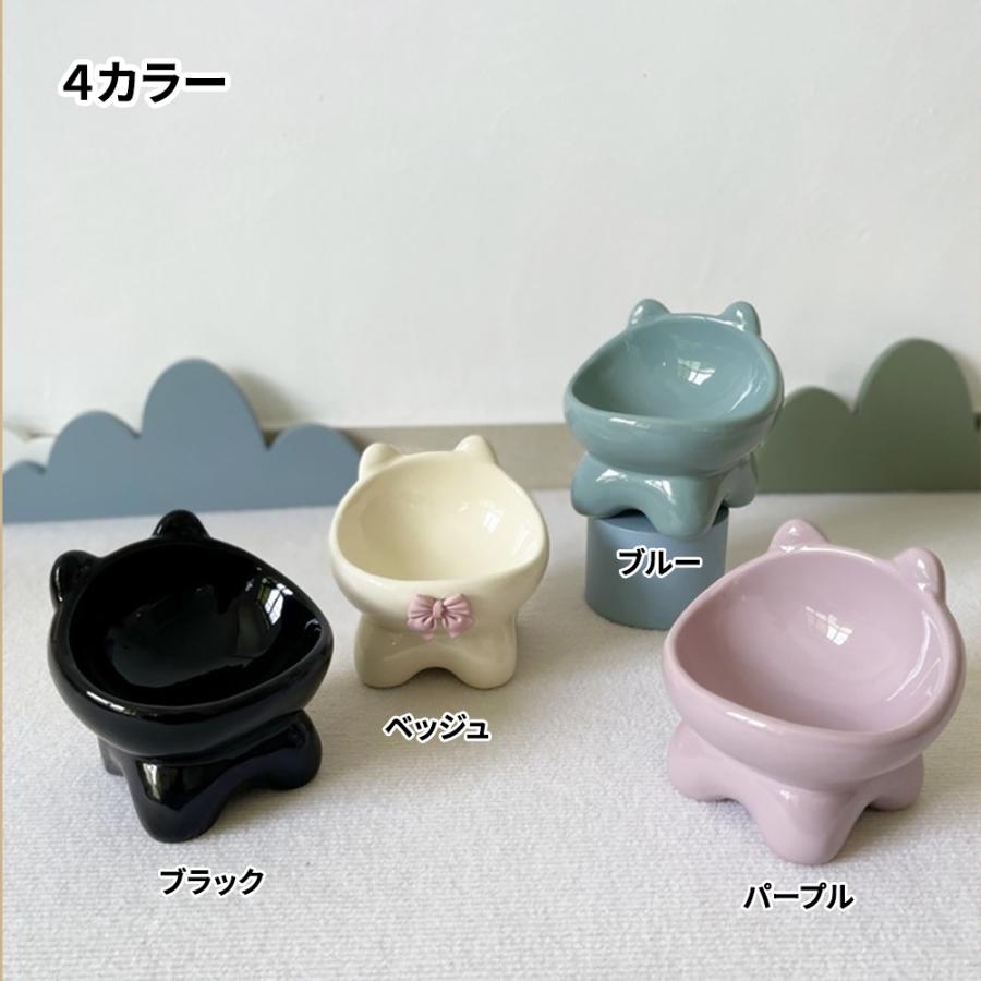 フードボウル 猫犬用 かわいい猫耳型 おしゃれ 陶器一体成型 大きい