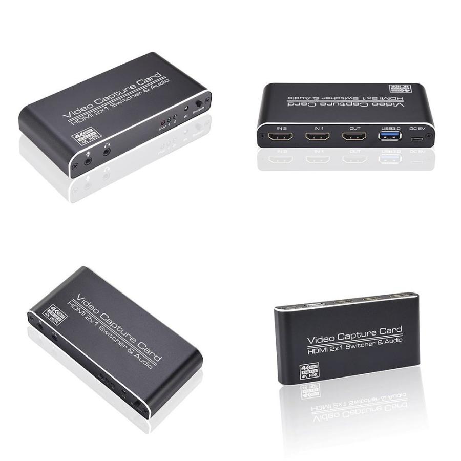 2入力1出力 4Kビデオキャプチャー ゲーム配信用機器 リモコン遠隔操作