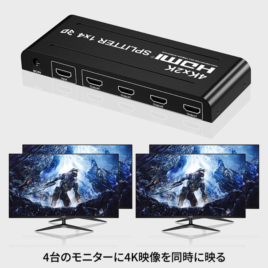 HDMI 分配器 1入力 4出力 HDMIスプリッター 1080p 3D高画質映像出力 hdmi4splitter02ネットキーストア