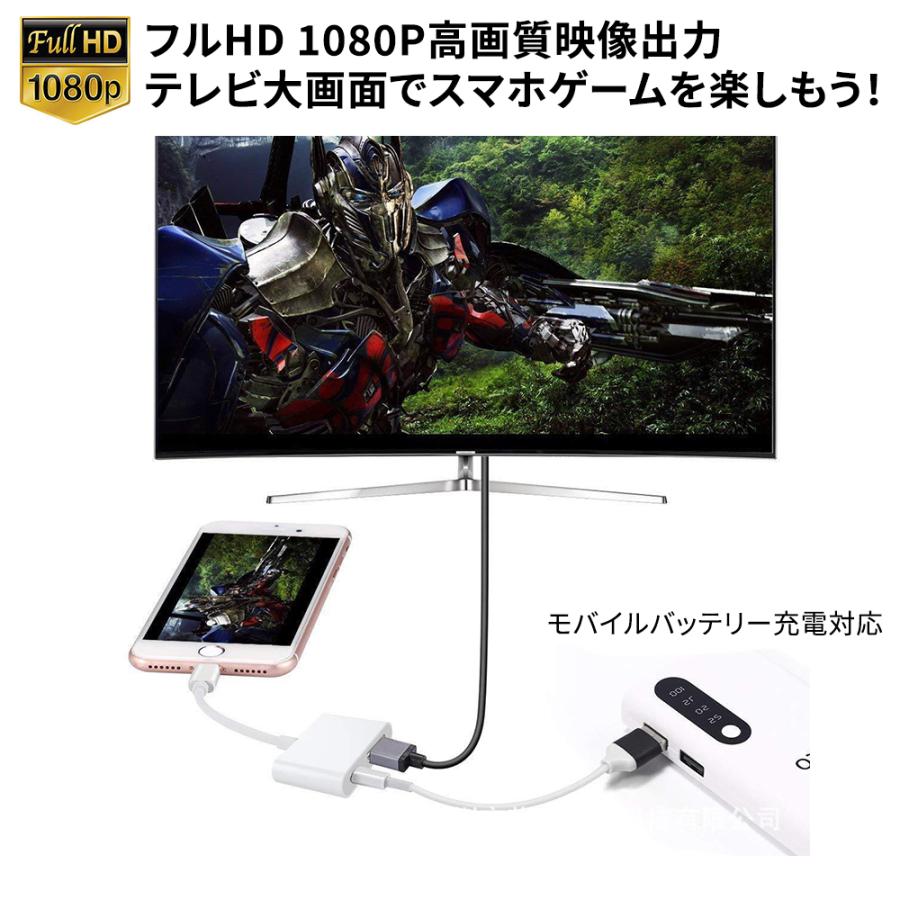 Lightning to hdmiアダプター テレビ大画面でスマホゲームを楽しめる lightninghub02whiteネットキー