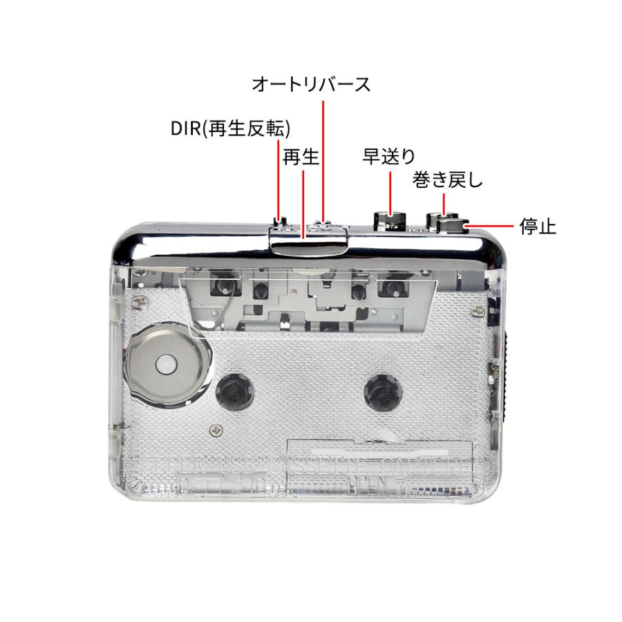 mp3変換プレーヤー カセットテープのデジタル化 カセットテープで再生した音楽をパソコンへ録音/編集/保存 透明ボディ 中身の動きを見える｜netkey-store｜06