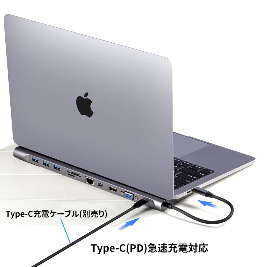 MacBook Pro/Air用 TYPE-Cドッキングステーション MacBook USB Type-Cドッキングステーション 多機能ハブ 10ポート搭載