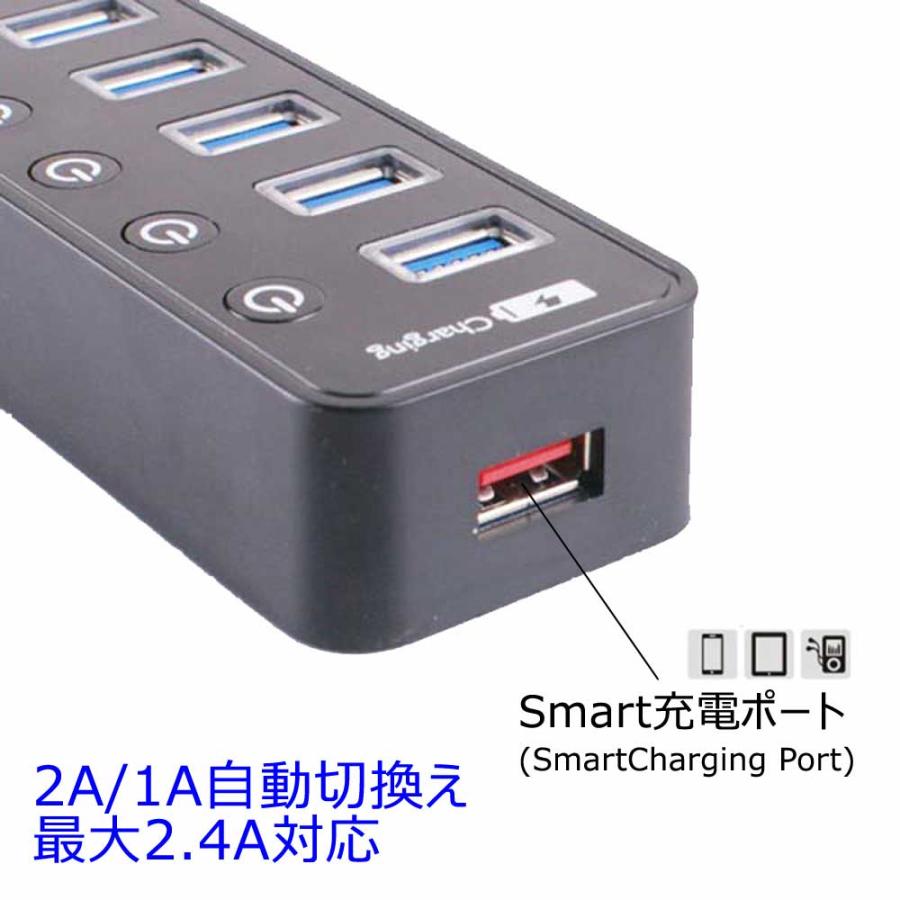 USB3.0ハブ 8ポート セルフパワー対応 スマホ/タブレット