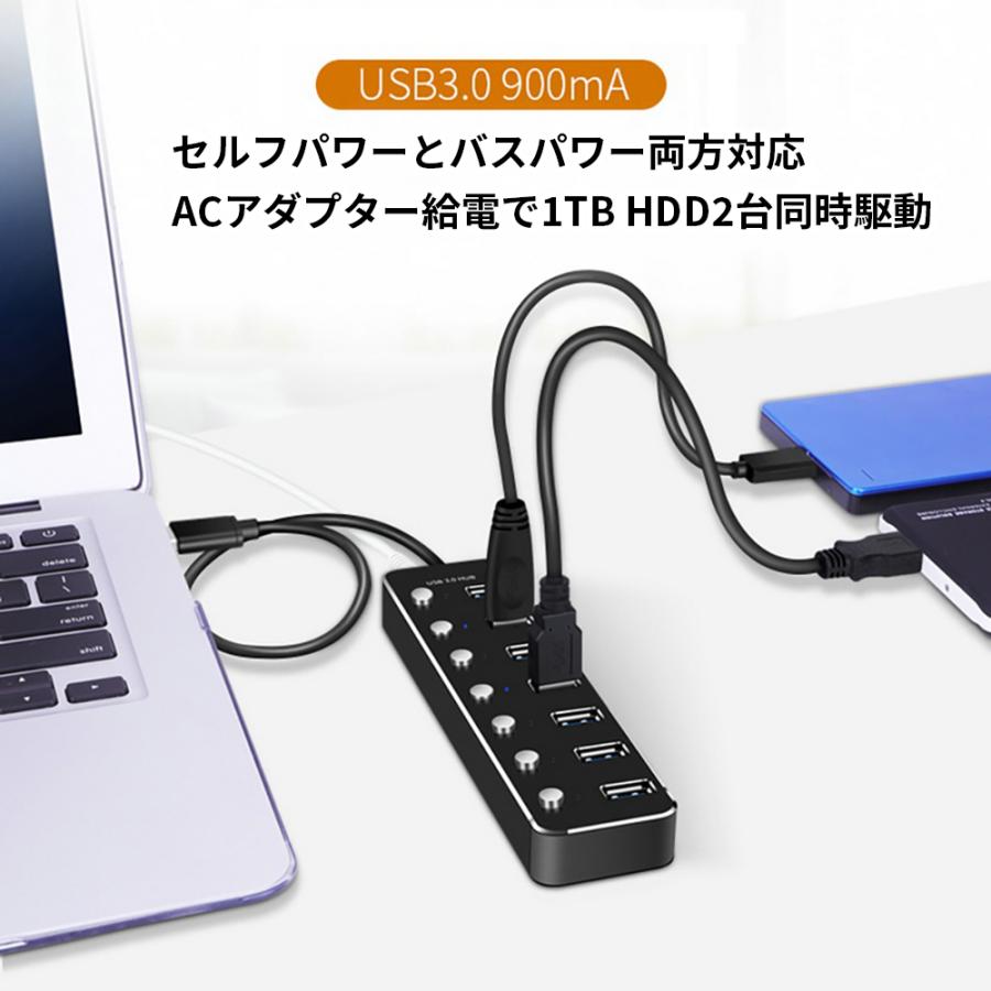 USB3.0ハブ 7ポート同時充電 OTG対応 高速データ伝送 1TB HDD対応 2A
