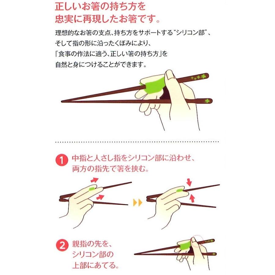 イシダ きちんと箸 23cm 21cm 右利き用 左利き用 シリコン付き 矯正 グッズ 持ち方 練習 しつけ箸 大人 おとな トレーニング|netl-store|04