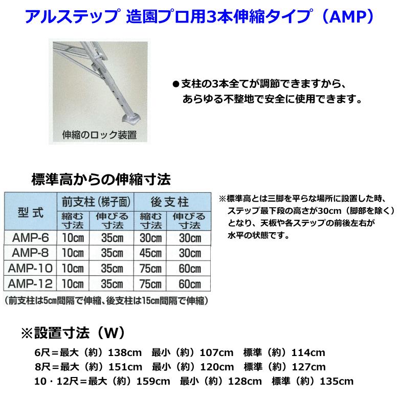 （法人配送限定） ハラックス アルミ製 三脚脚立 アルステップ AMP-10 造園プロ用3本伸縮タイプ｜netonya｜04