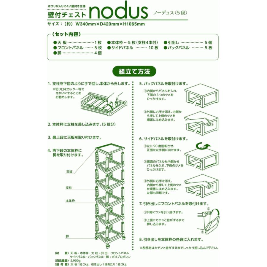平和工業 壁付チェスト ノーデュス （nodus） 5段 : ねっとんや - 通販
