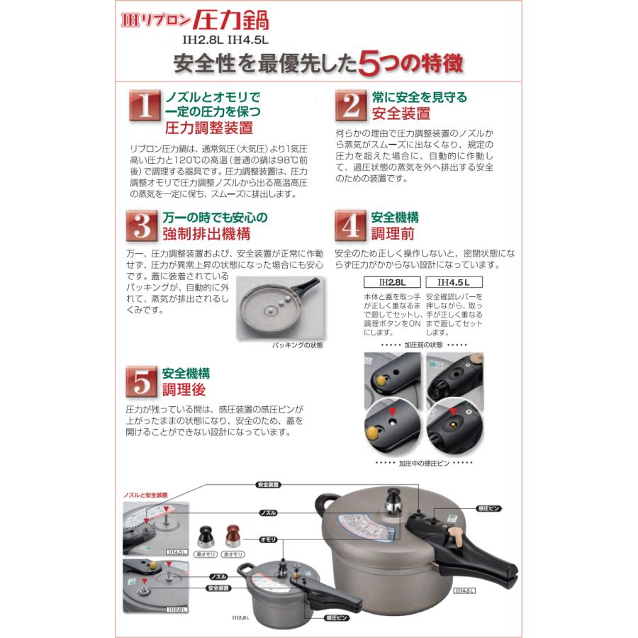 北陸アルミニウム IH リブロン 片手圧力鍋 4.5L : ねっとんや - 通販