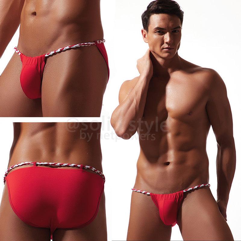 褌 ビキニ メンズ ふんどし ポーチ ローライズ セクシー 黒猫 スリム アンダーウェア ショーツ サイドストリング インナー 紐 大人 男性 下着  無地 |  | 01