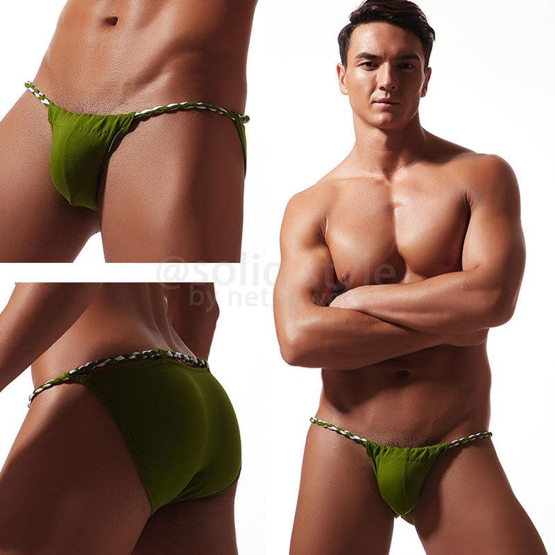 褌 ビキニ メンズ ふんどし ポーチ ローライズ セクシー 黒猫 スリム アンダーウェア ショーツ サイドストリング インナー 紐 大人 男性 下着  無地 |  | 04