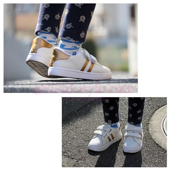 スニーカー キッズ ベビー 白 Wライン 子供靴 キッズシューズ 運動靴 マジックテープ 14 15 16 17 18cm 男の子 女の子  可愛い |  | 01