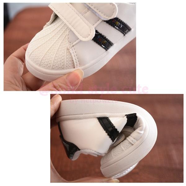 スニーカー キッズ ベビー 白 Wライン 子供靴 キッズシューズ 運動靴 マジックテープ 14 15 16 17 18cm 男の子 女の子  可愛い |  | 06