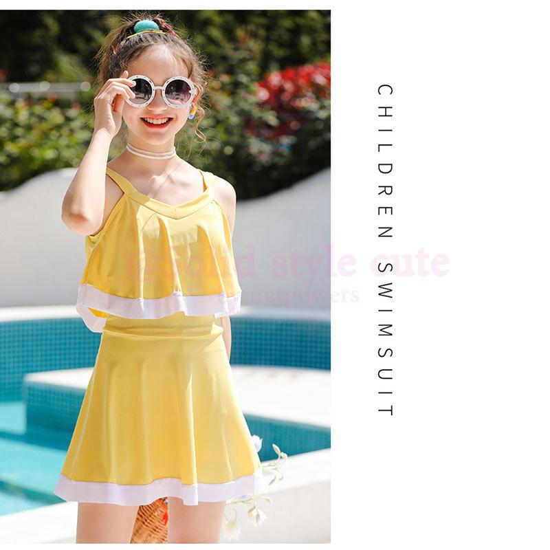 ガールズ ワンピース水着  オフショル 140 150 cm オフショルダー フリル タンキニ セットアップ ショートパンツ 韓国子供服 女児 女の子 キッズ |  | 03