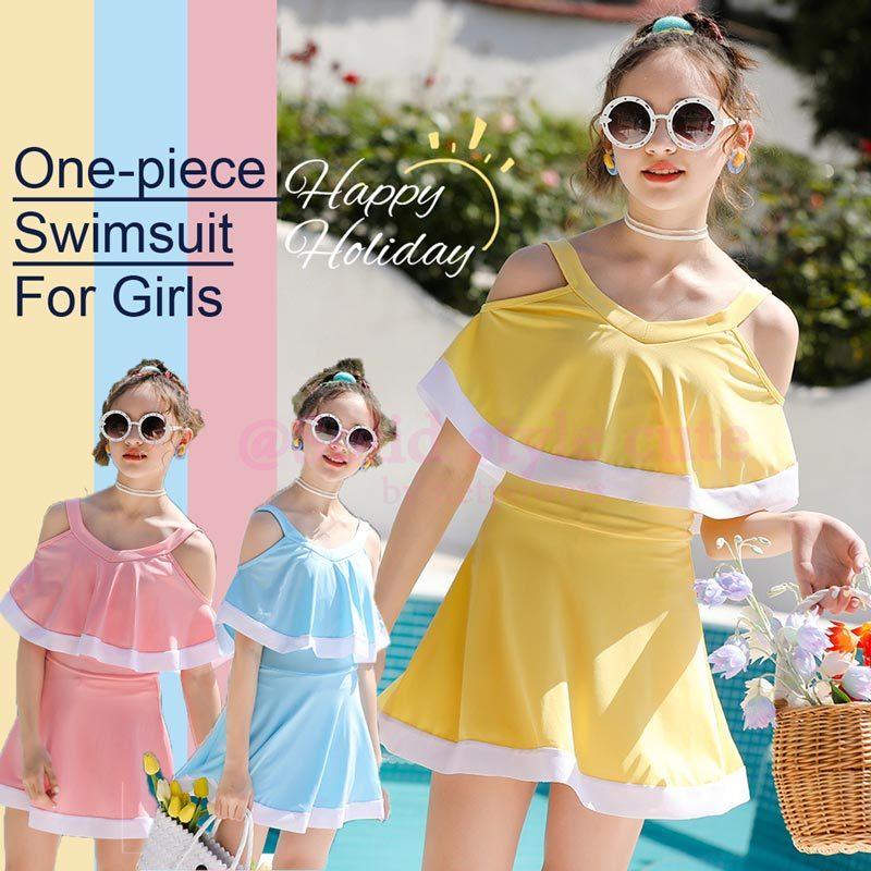 ガールズ ワンピース水着  オフショル 140 150 cm オフショルダー フリル タンキニ セットアップ ショートパンツ 韓国子供服 女児 女の子 キッズ |  | 08