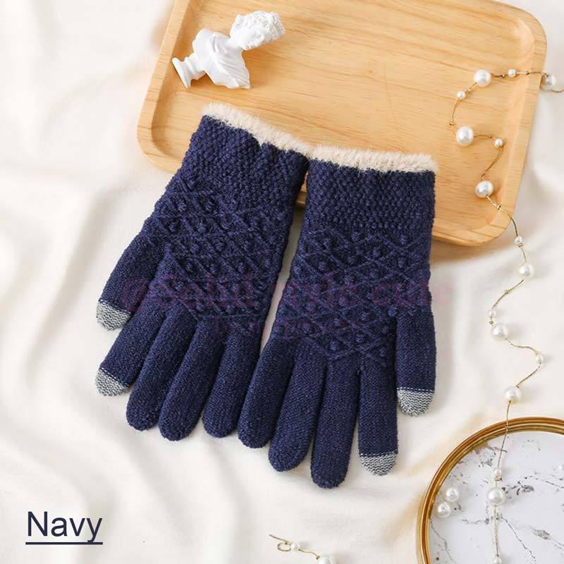 ガールズ 手袋 キッズ ジュニア レディース 女の子 スマホ対応 スマホ タッチグローブ 裏起毛 五本指 可愛い ふわふわ ふわもこ ニット手袋 のびのび 保温 防寒 |  | 02