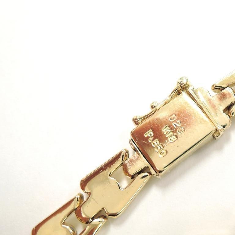 K18/18金 Pt850台座 豪華ダイヤ付 ブレスレット 長さ18cm 太さ0.7cm 総