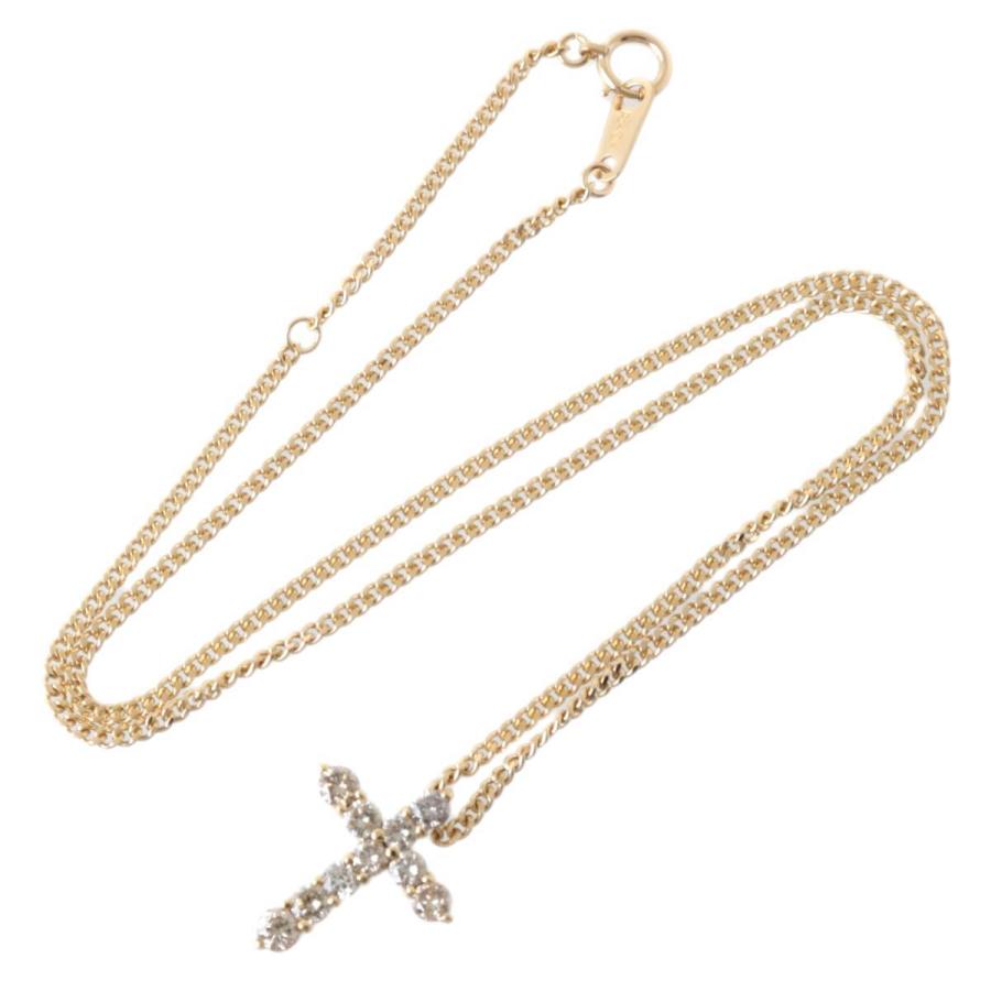 クロス 十字架 ダイヤトップ ネックレス K18/18金×ダイヤモンド1.00ct 
