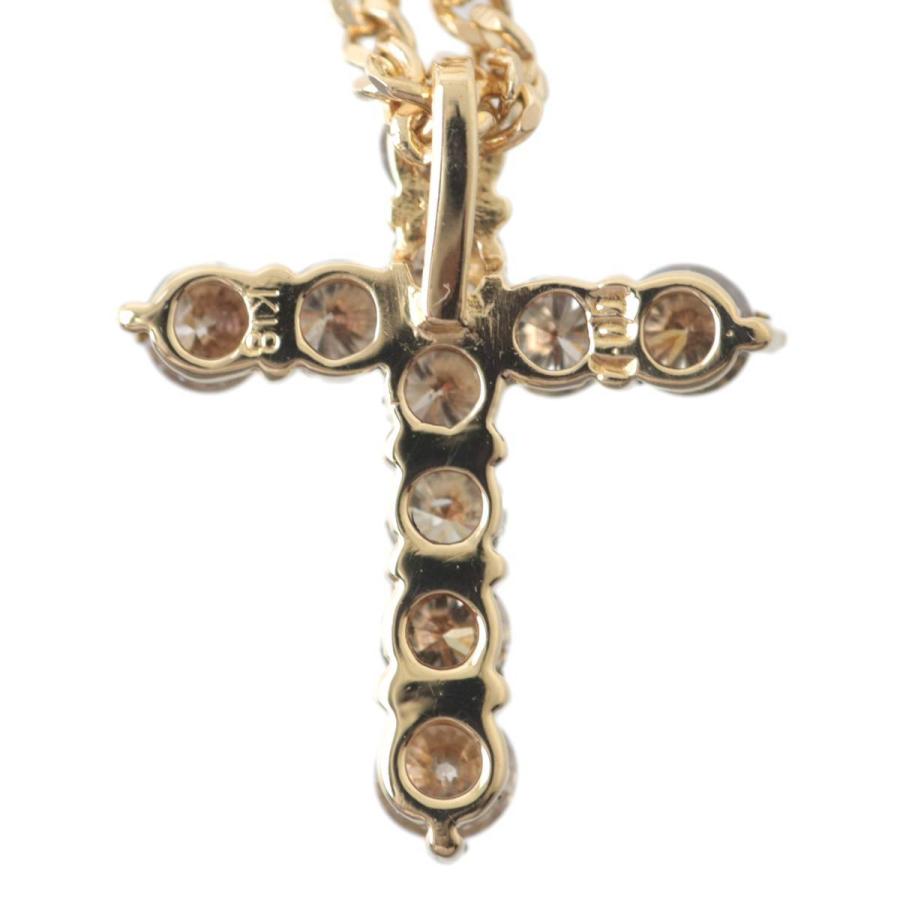 クロス 十字架 ダイヤトップ ネックレス K18/18金×ダイヤモンド1.00ct 
