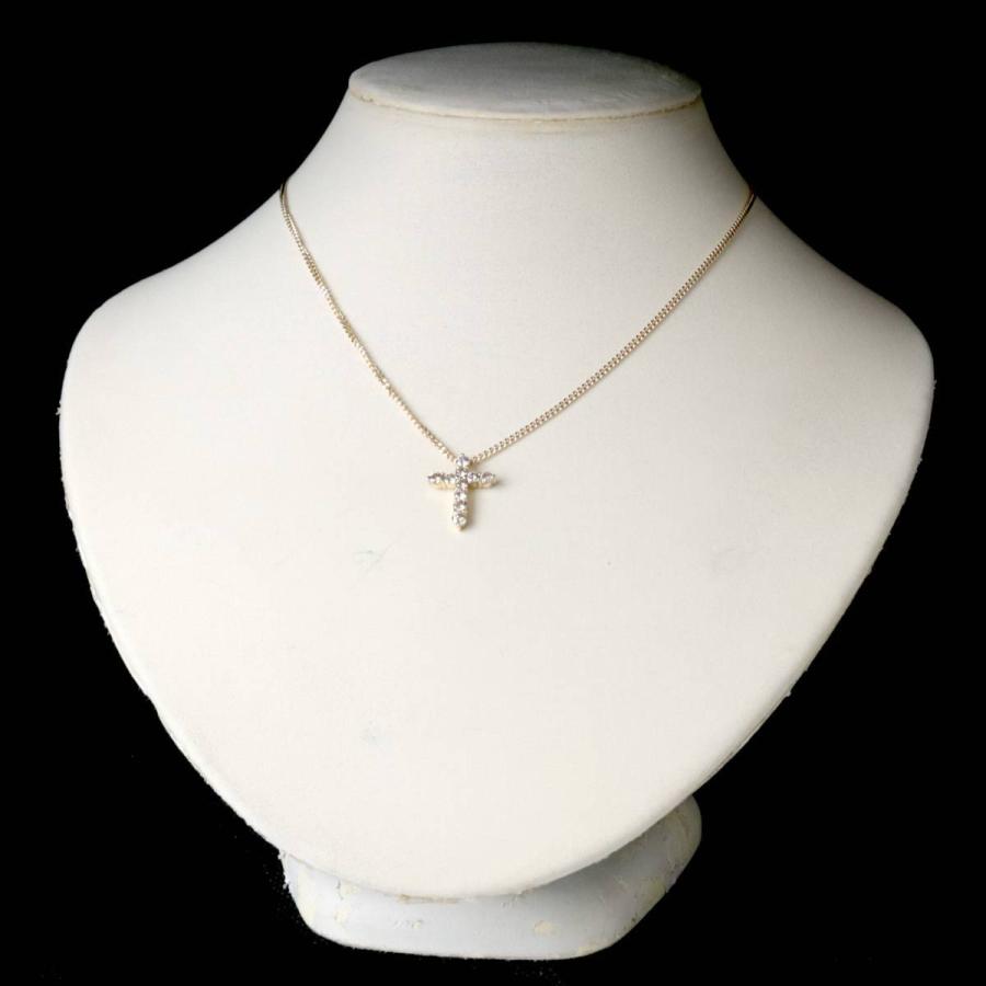 クロス 十字架 ダイヤトップ ネックレス K18/18金×ダイヤモンド1.00ct 