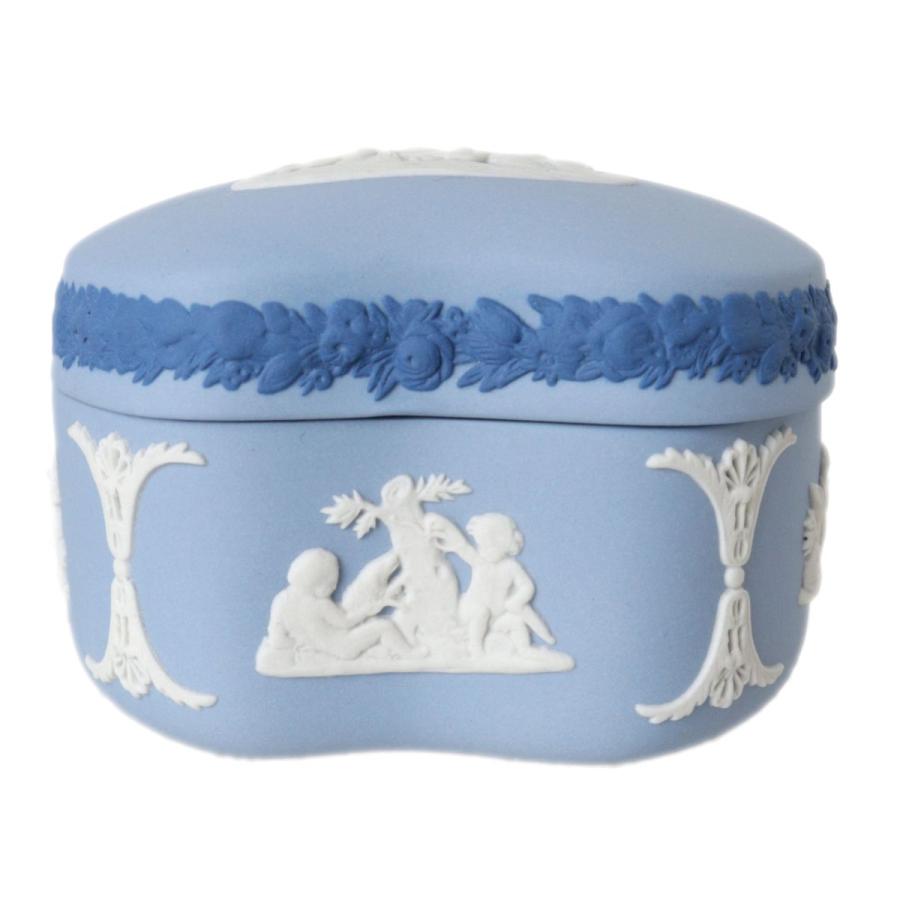 WEDGWOOD ウェッジウッド BEAN BOX 小物入れ ジャスパーウェア ペールブルー 箱 NT 美品 ABランク