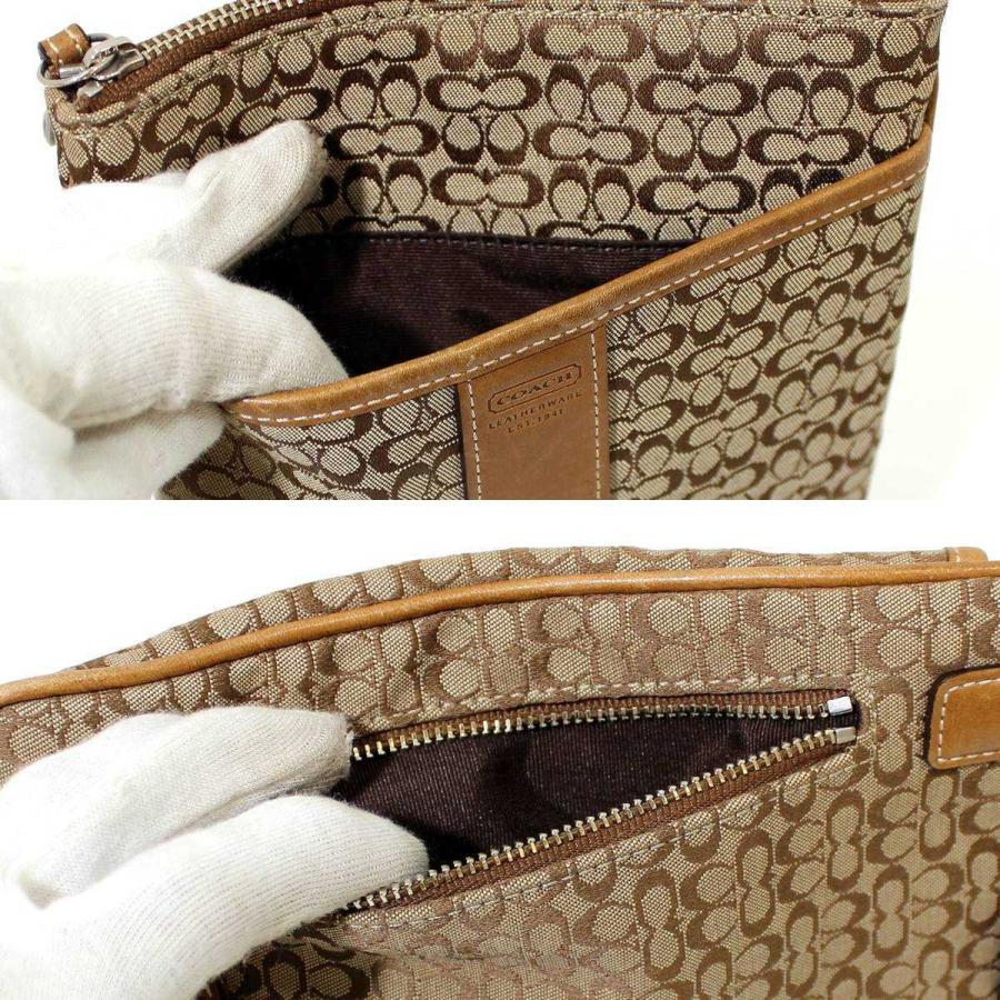 COACH ショルダーバッグ ブラウン　コーチシグネチャーアクセサリーポーチ COACH / コーチ ミニシグネチャー ブラウン ショルダーポーチ