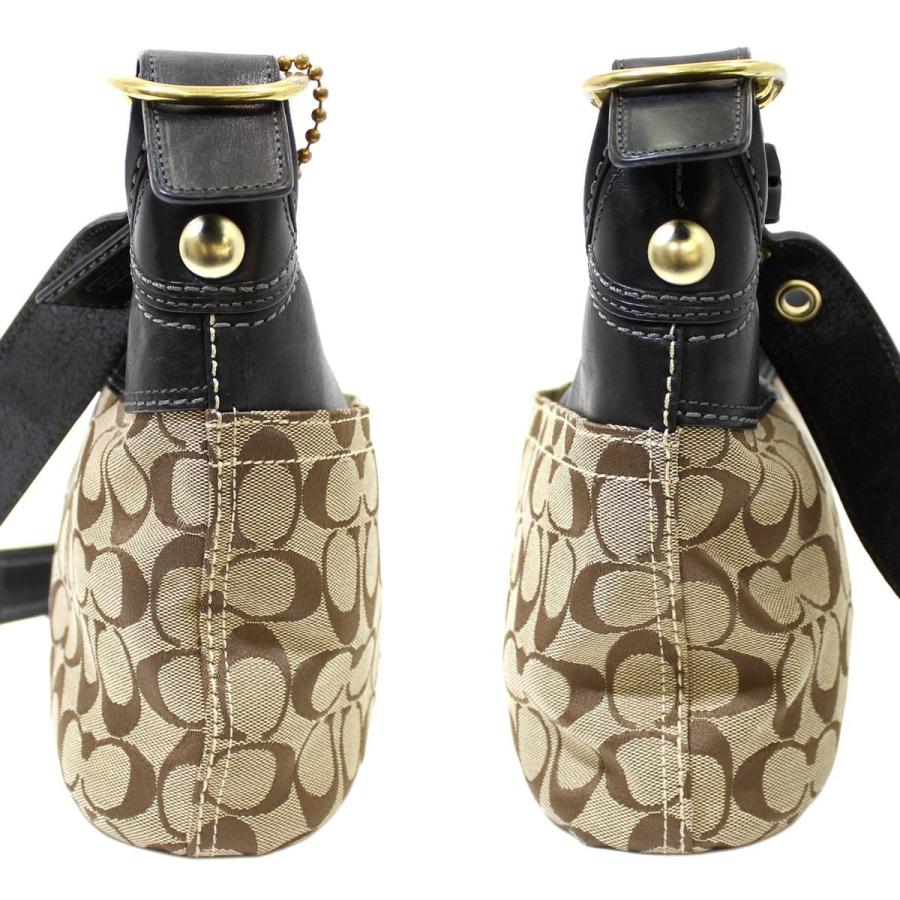美品　COACH コーチ ショルダーバッグ シグネチャー 斜め掛け　こげ茶 COACH コーチ シグネチャー ブラウン シルバー金具 キャンバス