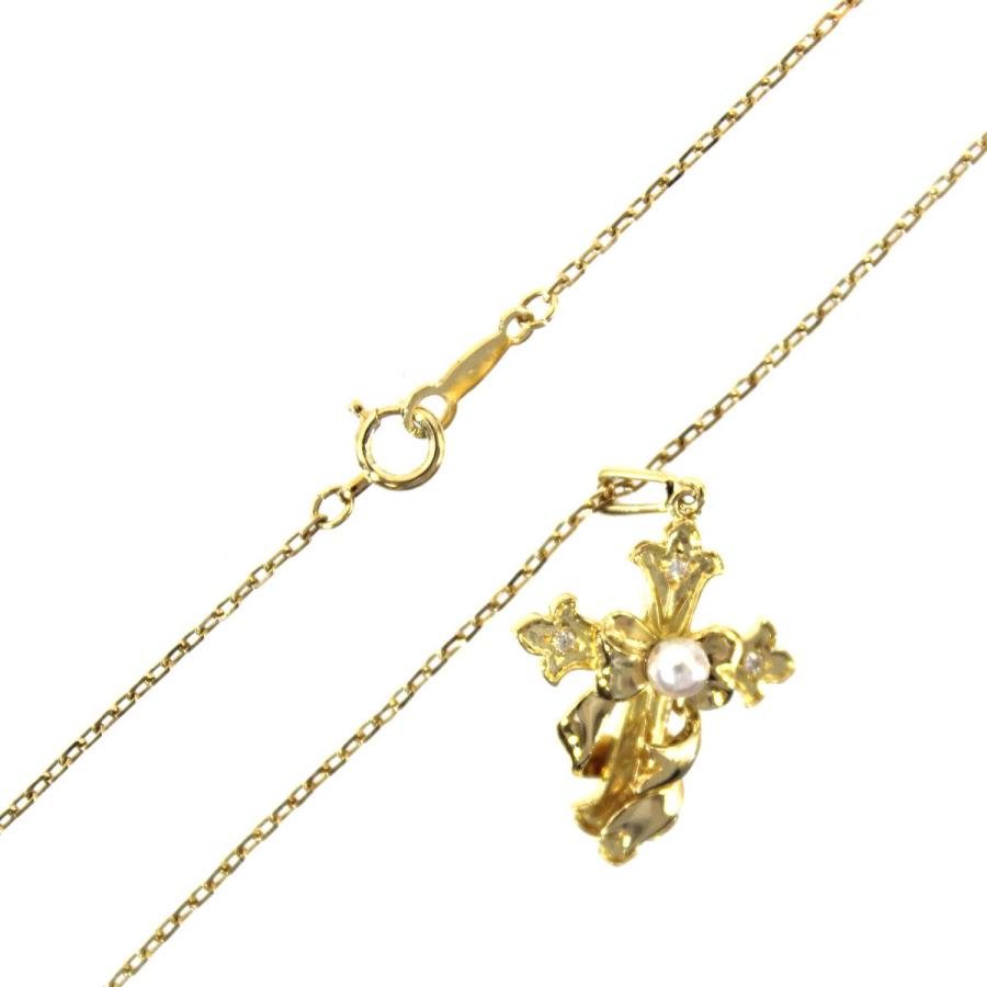 K10YG ダイヤ 0.085ct クロス ペンダントトップ アクセサリー