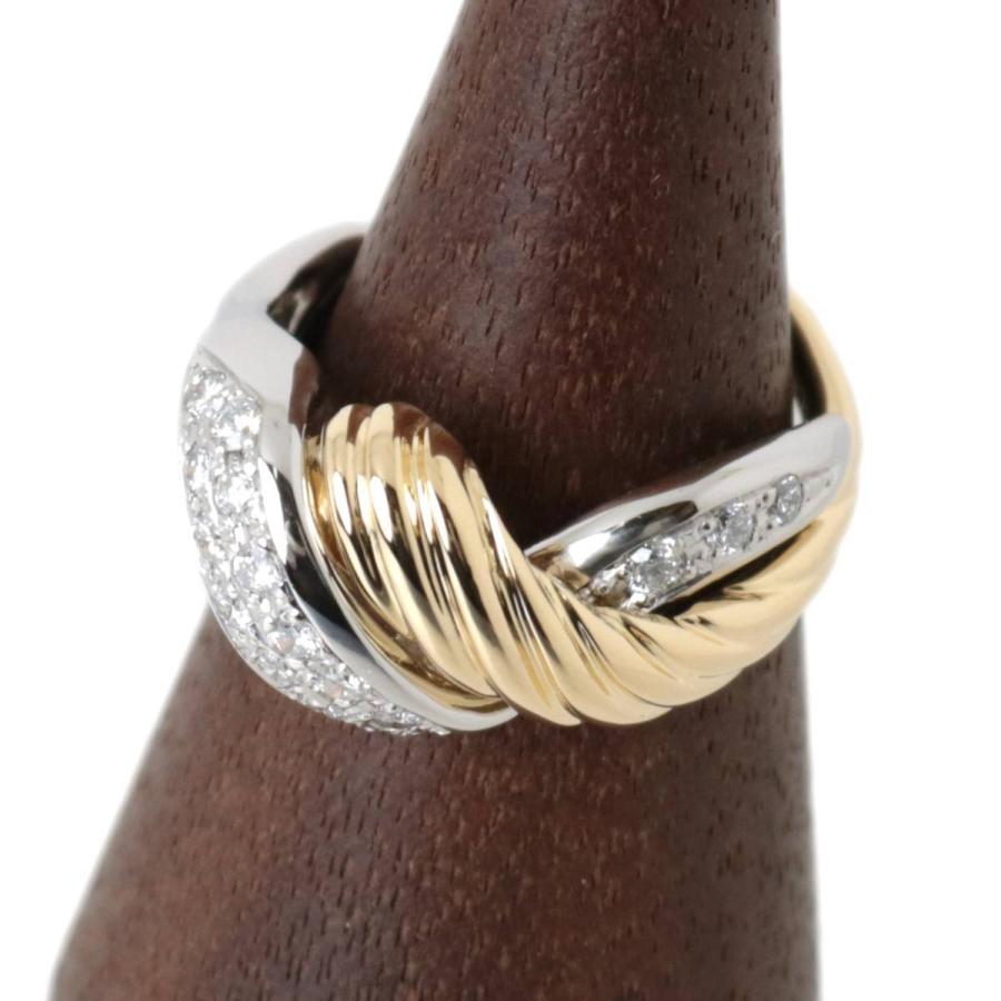 美品 K18 Pt900 ダイヤモンド デザインリング コンビ 指輪 14号-