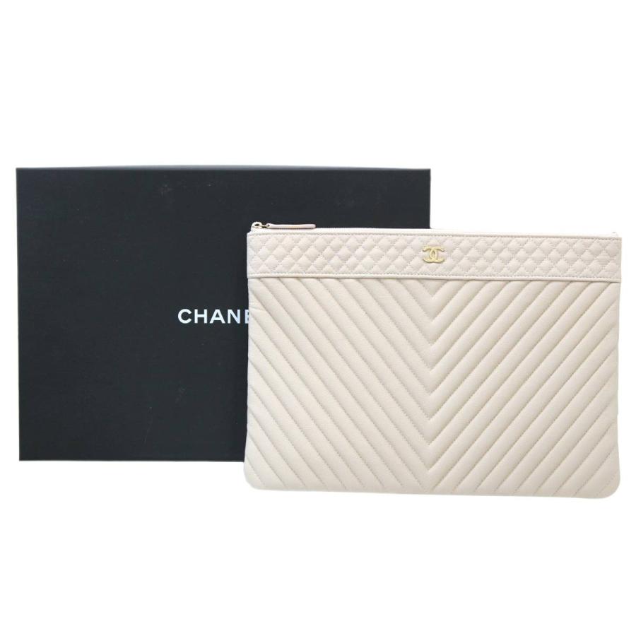 国内発送シャネルジップ クラッチ CHANEL CHANEL/シャネル Vステッチ クラッチバッグ ソフト
